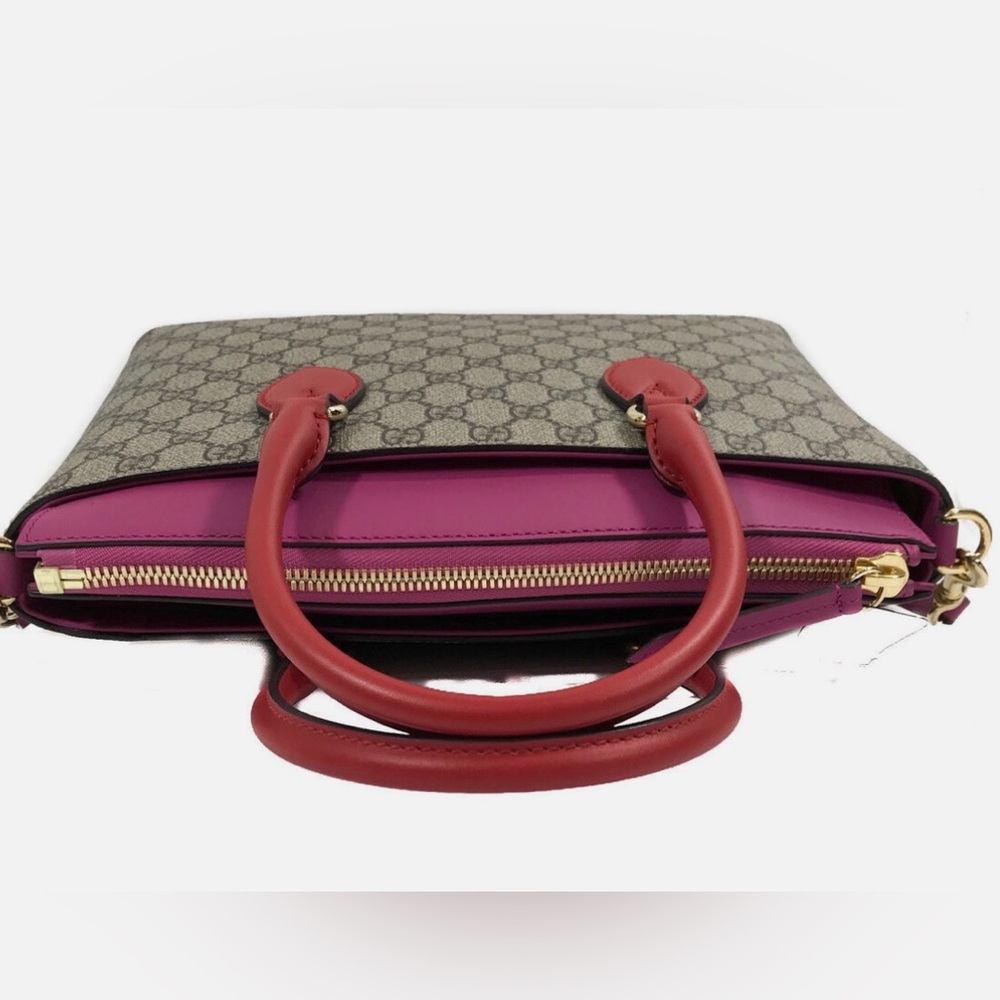 GUCCI GG MONOGRAM MOON CALFSKIN MEDIUM ZIP TOTE BEIGE, RED AND PINK - Picture 16 of 16